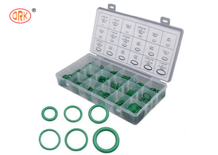 Green AS568/ Metric HNBR Rubber 18 Dimensi O Ring Kit Box untuk AC