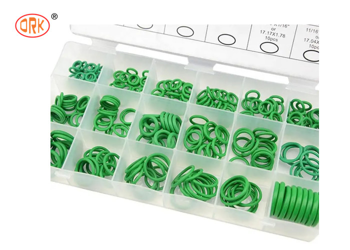 Green AS568/ Metric HNBR Rubber 18 Dimensi O Ring Kit Box untuk AC