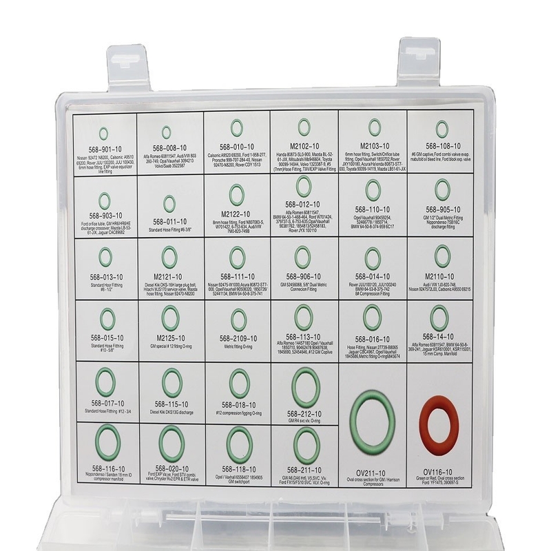 Warna Hijau NBR Mobil AC O-Ring Kits 270pcs 18 Ukuran Gambar Format 3D/2D