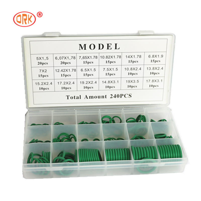 240pcs Green NBR Mobil AC O-Ring Kit 16 Ukuran untuk berbagai ukuran segel